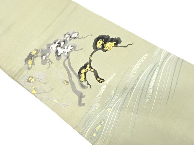 アンティーク　松に流水模様刺繍丸帯（材料）